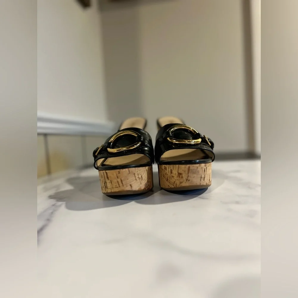 Prada Cork Platform Horsebit Patent Leather Slides 37 - Picture 6 of 10